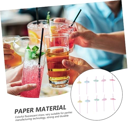 50 pitillos desechables de papel con sombrilla coloridos miniatura 5