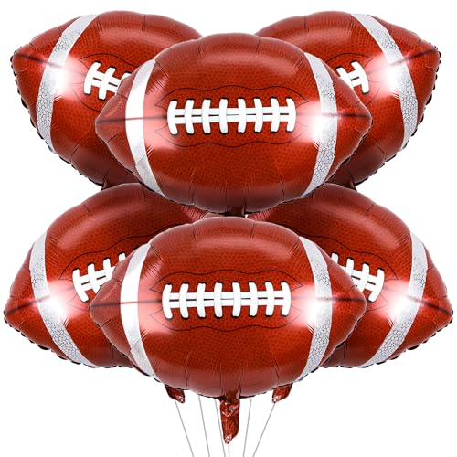 6PCS Giant Football Balloons 26 Inch Football Foil Balloons for Sports Theme Birthday Party Decorations Game Day Football Party Supplies