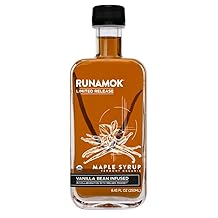 Runamok Maple Vanilla Bean Infused Maple Syrup - Authentic & Real Vermont Maple Syrup with Real Vanilla Bean Inside | Gluten Free & Natural Sweetener | Breakfast, Coffee, Pancakes Maple Syrup in collaboration with Nielsen Massey Vanilla | 8.45 Fl Oz 250mL
