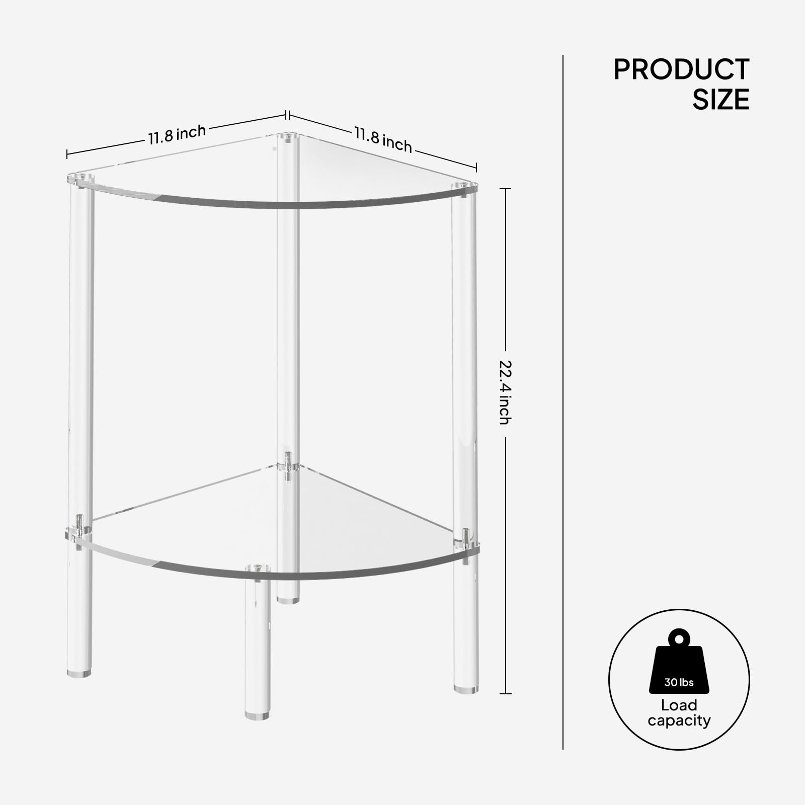 Table D'appoint D'angle Triangulaire En Acrylique - 3 Niveaux, étagères En Verre Trempé - Pour Salon, Salle De Bain, Chambre - Design Moderne