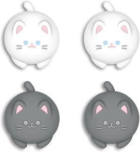 PlayVital Thumb Grips for Nintendo Switch 2 | Kawaii Silicone Joystick Caps (4-Pack) - Cute Accessories Animal Design Thumbstick Covers for Joycon 2 - Cutie Kitty