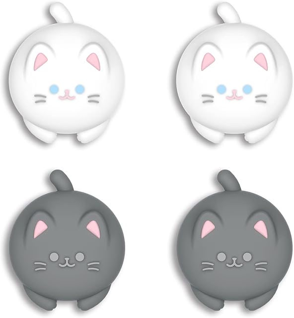 PlayVital Poignées pour commutateur Nintendo 2 | Bouchons de joystick en silicone Kawaii (4-Pack) - Accessoires mignons Couvertures de baguettes pour Joycon 2 - Cutie Kitty