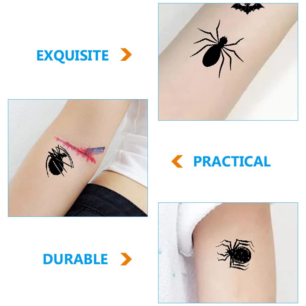 Set De 47 Tatuajes Temporales De Halloween Con Diseños De Calabaza, Araña, Telaraña Y Murciélago, De 12x7.6 Cm, Impermeables, Para Fiestas Y Mascaradas