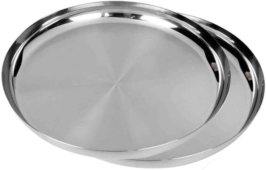 WhopperIndia Stainless Steel Dinner Plates, Catering Pack 10 Inch Dinnerware Dish Set of 2 for Dinner and Salad, Restaurant, Family Party and Kitchen