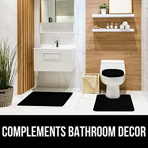 Gorilla Grip Soft Chenille Bathroom Toilet Lid Cover, Machine Washable Seat Covers, 19.5X18.5, Stays In Place Rubber Backing, Fits Most Round, Elongated And Oblong Lids, Accessories Decor, Black #TOP4