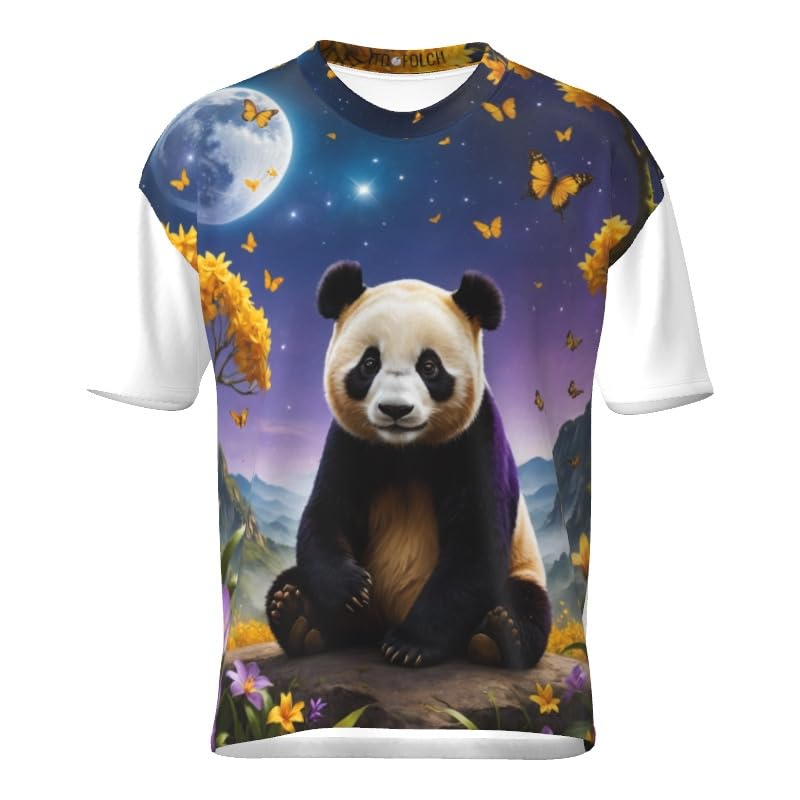 T-shirt panda imprimé papillons colorés vêtement été motif animal