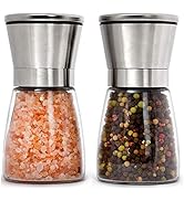 HOME EC Premium Stainless Steel Salt and Pepper Grinder Set of 2 - Adjustable Ceramic Sea Salt Gr...