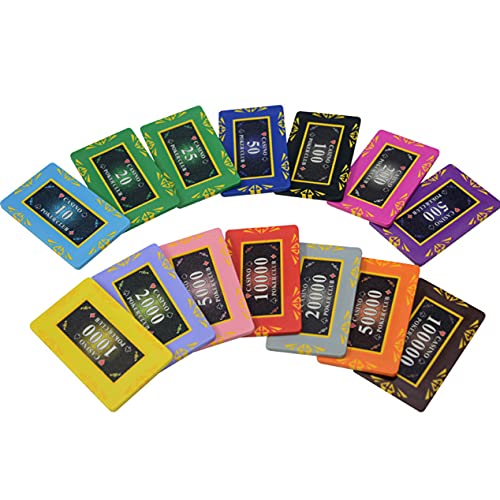 Jetons Jetons Poker jeton Poker Jeu de Poker Monte Carlo 25 pièces, Clay 29 grammes Texas Holdem Blackjack Poker Poker avec des valeurs 1- $ 50000 Sélectionnable,25 Piece,$50000 Cover