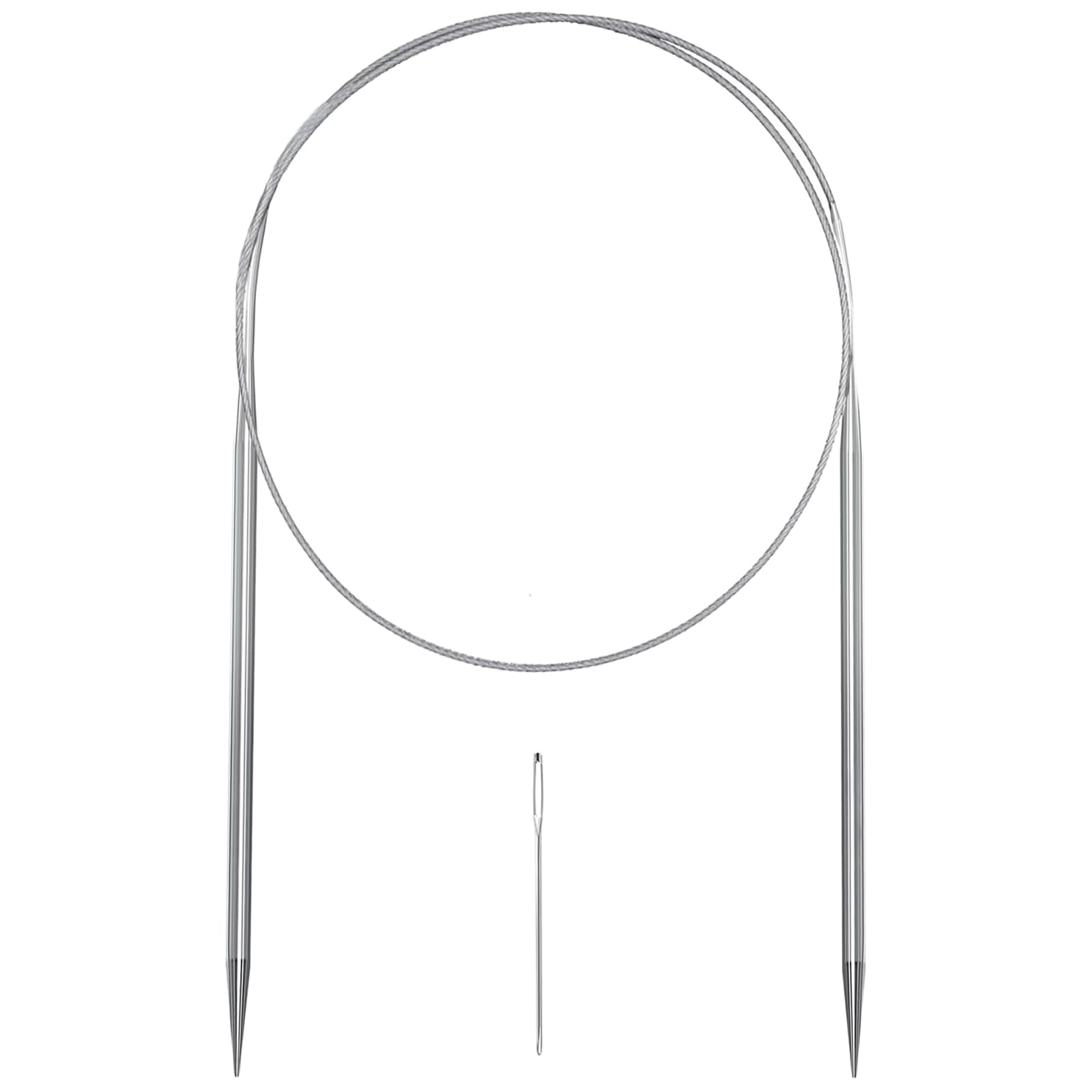 Aolfior Stainless Steel Circular Knitting Needles Size 8 16 Inch 5 mm Set Round Metal (Silver, 16 inch-8-(5mm)) Suitable for Beginners and Experienced Knitters Alike. Silver 16 inch-8-(5mm)
