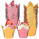 Dimensioni: diametro delle teglie: 5,5 cm (inferiore), diametro superiore: 8 cm. Altezza Coppa torta: 2,95 '' / 7,5 cm. Si inseriscono in teglie per muffin di dimensioni standard.