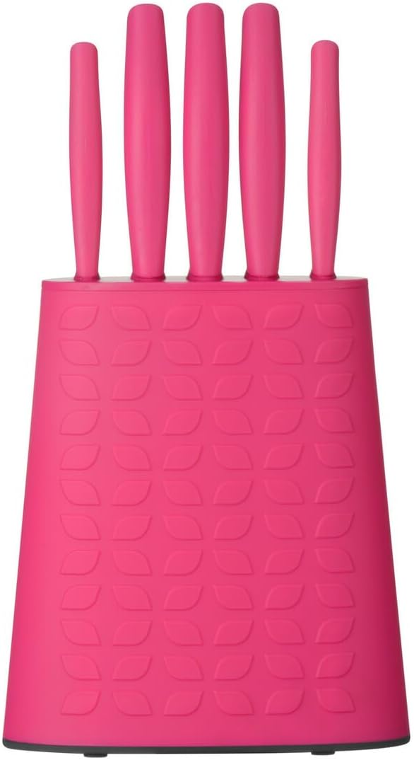 5Pc Hot Pink Knife Block Set