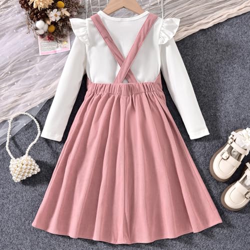 Image of HIHA Little Girls Adjustable Corduroy Pinafore Overall Dress Set Size 6-12