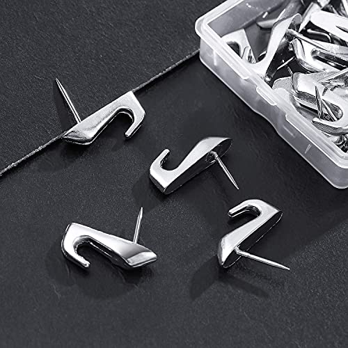 Image of Hotop 15 Pieces 20 Lbs Pin Hooks Push pin Hangers Metal Hooks Picture Hanging Nails for Home Office Wooden or Fabric Wall(Silver)