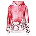 Produktbild TWIFER Weihnachten Kapuzenpullover Damen Langarm Weihnachtspullover Schneemann Drücken Hoodie Christmas Sweatshirt Kapuzen Oberteil Weihnachtspulli(a-Rot,XL)