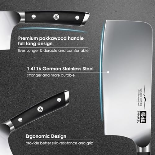 SHAN ZU Kinesisk Kockkniv 18cm i Rostfritt Stål - CLASSIC-serien