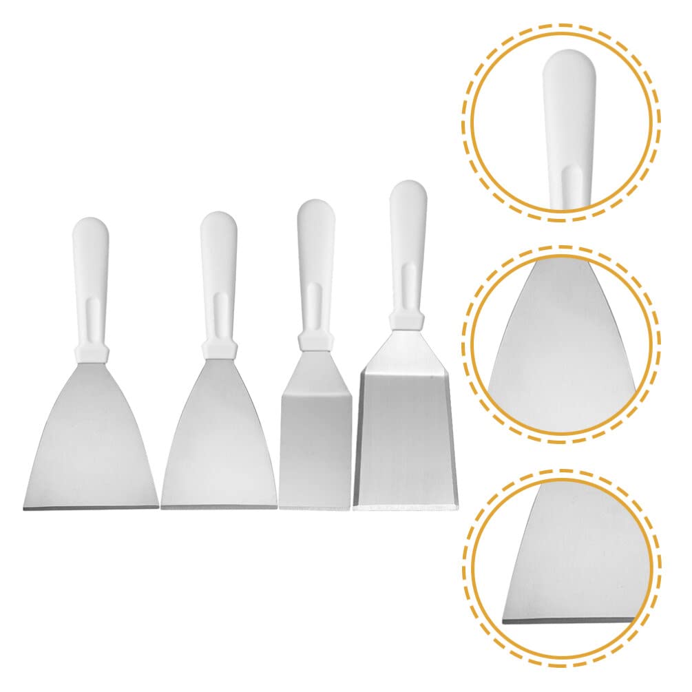 SHERCHPRY 4pezzi Spatola Cucina in Acciaio Inox Strumento di Cottura Resistente al Calore Impugnatura Ergonomica per Mescolare Girare e Friggere Comodo da Usare Pulire