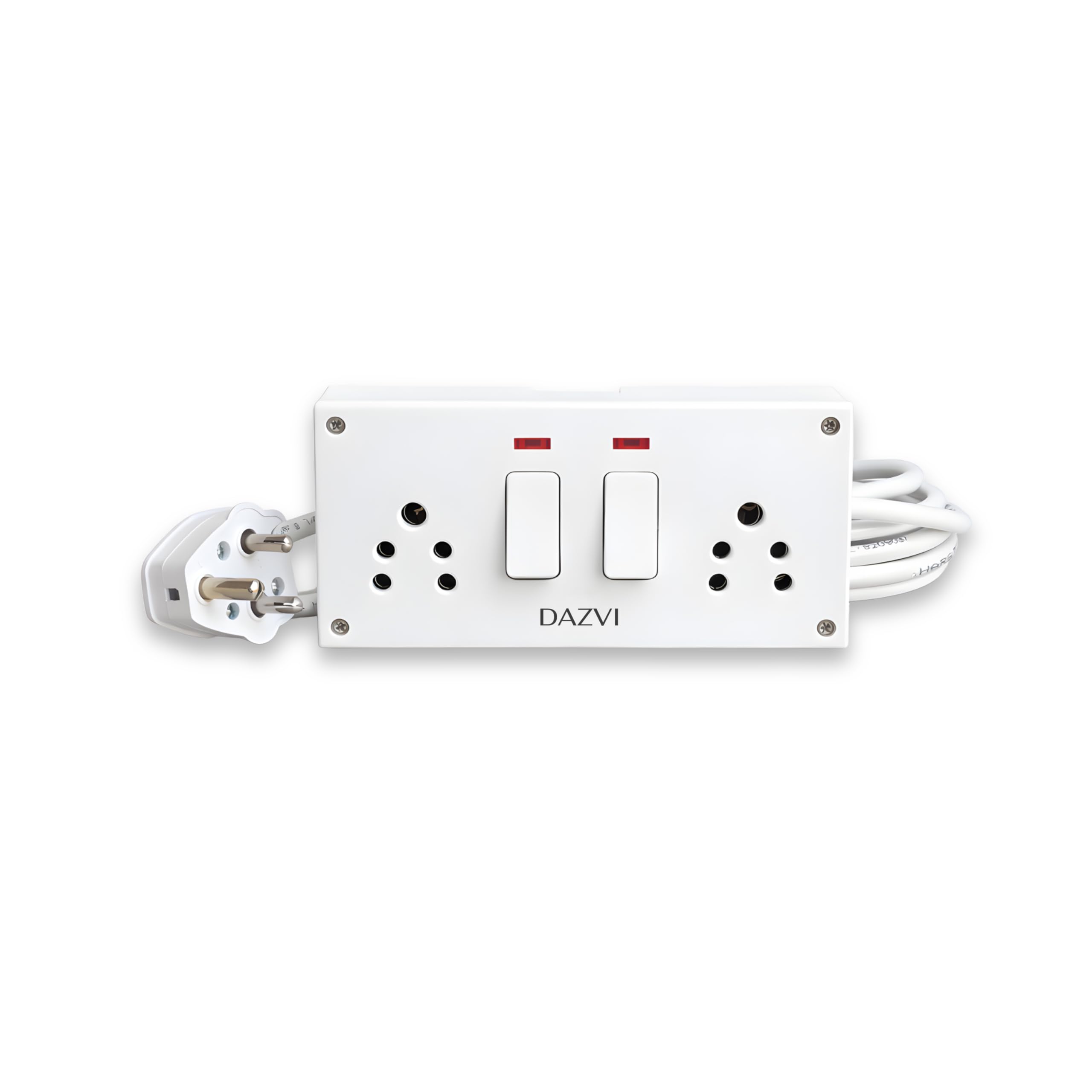 6A Heavy Duty Extension Board 2 Socket Power Strip with Individual Switches & LED Indicator, Long Flex Cord Polycarbonate, White (3 Meter)-image-36