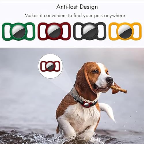 Red Silicone Protective Case for Airtag, GPS Finder Dog Cat Collar Loop Holder, Anti-Lost Device for Apple Locator Tracker - Image 5