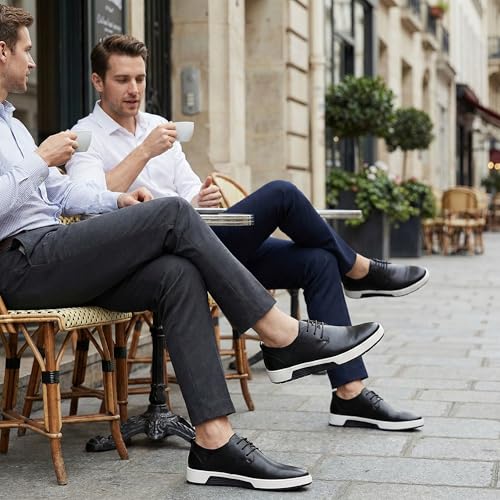 Image of konhill Men's Casual Oxford Shoes - Breathable Dress Shoes Loafers Lace-up Flat Sneakers