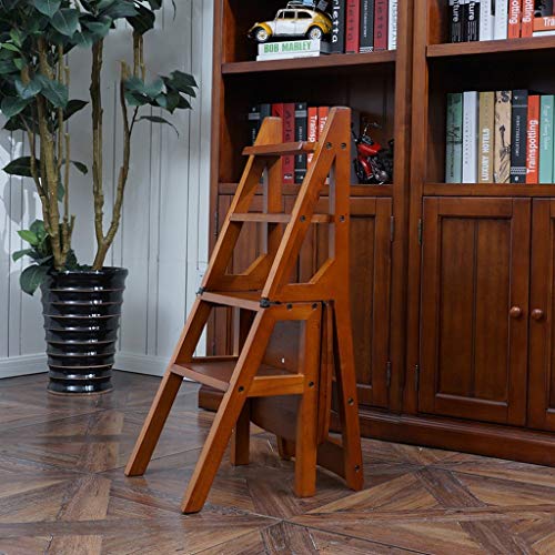 Silla de escalera plegable de madera maciza con 4 capas para cocina casera 3