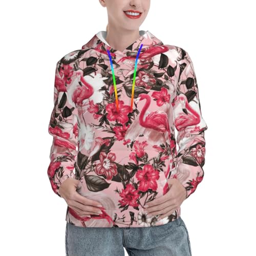 Sweat à capuche imprimé floral flamant rose avec coupe graphique douce