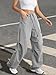 ATHMILE Womens Lounge Pants Wide Leg Sweatpants High Waisted Baggy Pants Fashion Teen Girl Drawstring Athletic Joggers Grey
