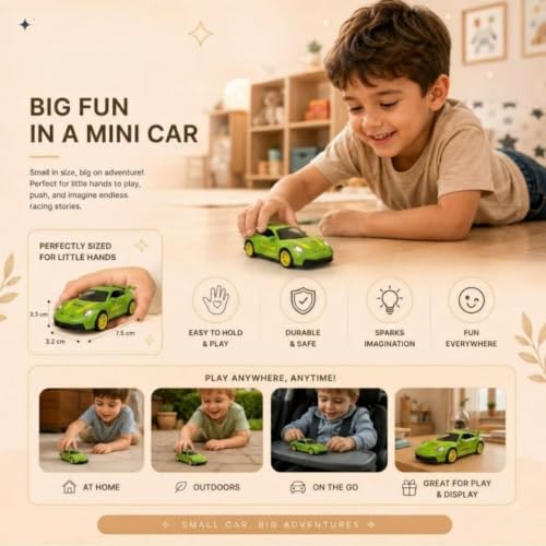 Image of 1:64 Scale Die Cast Metal Sports Car Model Toy Premium Collectible Miniature Replica with Realistic Detailing, Smooth Free Rolling Wheels for Display, Collection, Home Decor (Green)
