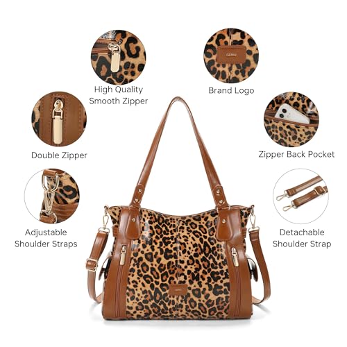 Bolso Tote de cuero para mujer con múltiples bolsillos miniatura 5