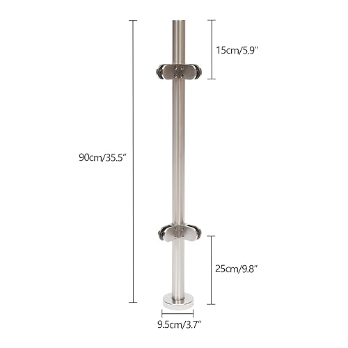 Miniatura 7 de DHBREK Poste de barandilla de vidrio de acero inoxidable con abrazadera de vidrio para paneles de vidrio, soportes de montaje, poste de barandilla
