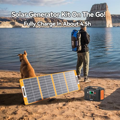 Solar Generator With Solar Panel Included, FF Flashfish 200W Portable Power Station+100W Solar Panel(DC/USB-A/USB-C Output), Backup Power Battery And Solar Panel Kit For Camping Home Power Outage