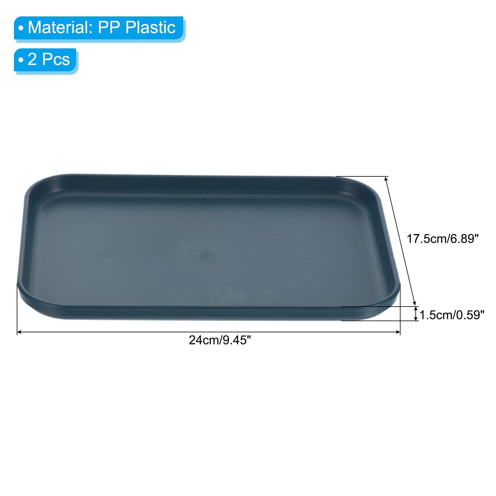 Lot De 2 Plateaux Rectangulaires En Plastique PP - 30,8 X 22,2 Cm - Bords Surélevés Antidérapants - Vert Menthe Et Blanc Crème