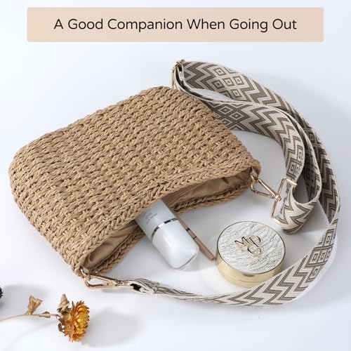 Richeart Handwoven Straw Purses for Women - Boho Crossbody Bag with Adjustable Strap - Summer Beach Shoulder Purse3