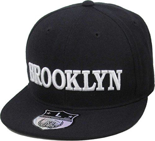 KBETHOS KB-246BN BLK-WHT XL Brooklyn New York Fitted Baseball Cap Hat