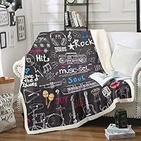 Coperta In Pile Con Note Musicali - Design Retrò Per Divano E