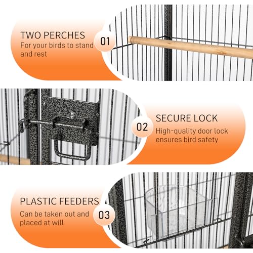 VINGLI-53-inch-Large-Bird-Cage-with-Rolling-Stand-Durable-Wrought-Iron-Parakeet-Cage-with-Slide-Out-Tray-Black-Bird-Cages-for-ParakeetsLovebirdCockatielsBudgies-and-Other-SmallMedium-Birds