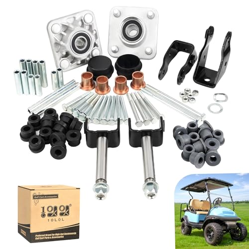 10L0L Deluxe Golf Cart Front End Repair Kit for Club Car Precedent 2004-Up Gas & Electric Suspension Rebuild Kit with Bushings Bearings King Pins and Hardware Replacement OEM 102357701