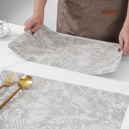 POLYTE Indoor/Outdoor Washable Embossed Vinyl Faux Leather Table Dining Placemats, Set of 4 - Image 6