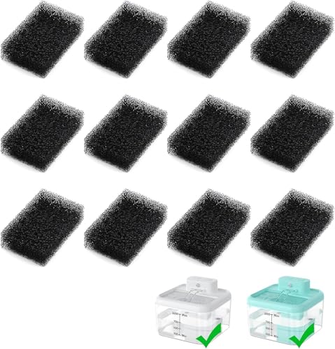 RUXAN 12 filtros de repuesto para fuente de agua para gatos, 12 filtros de esponja para fuente de agua de 2 L, filtro de pelo suelto (esponjas), adecuado para B0D78J4KQL y B0DD79NBJ6