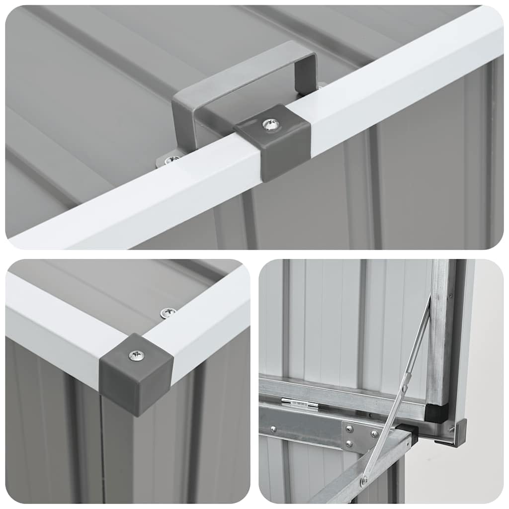 Gartenbox Grau verzinkter Stahl 171x99x93 cm mit Klappdeckel wetterfest wasserdicht großer Stauraum für Kissen Auflagen Polster Balkon Terrasse Outdoor
