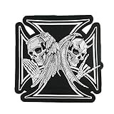 Cute-Patch Jumbo Iron Cross Skull Angel n Devil Motorcycle MC Embroidered Iron On Sew On Patch for Biker Vest