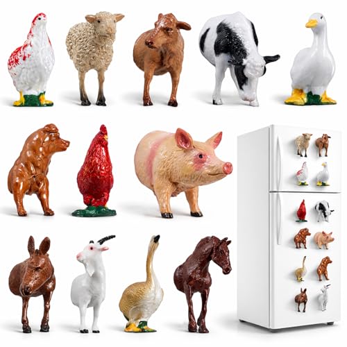 Set 12 Imanes 3D Animales de Granja para Refrigerador