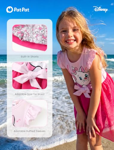 Image of Disney Princess Frozen Elsa Minnie Mouse Stitch Toddler Girl Romper With Skirt Overlay Summer Jumpsuit with Bow 2-6 Years