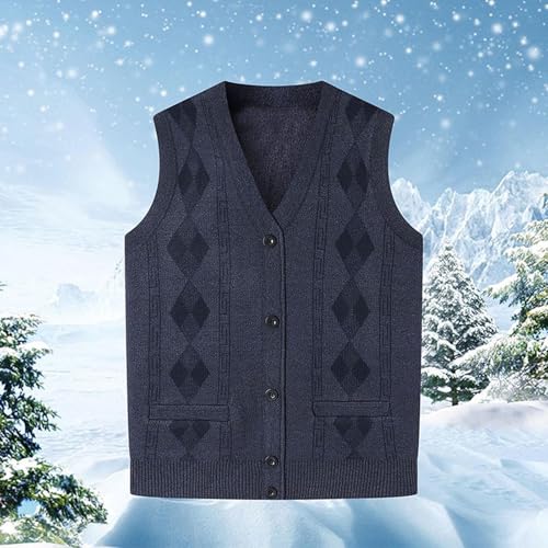 Men Argyle Cardigan Sweater Casual Classic V Neck Knit Vest Sweaters Button Down Sleeveless Casual Clothing2