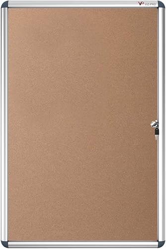 Vista 9 de Viz-pro tablón de anuncios con marco de aluminio clase 1, a prueba de alteraciones, con cerradura, Azul Fieltro azul