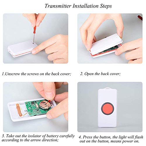 FUNRUI Home Safety Patient Alert Alarm System Wireless Alarm Emergency Call Button Elderly Monitor Caregiver Personal Pager for Elderly Kids, 2 in 1