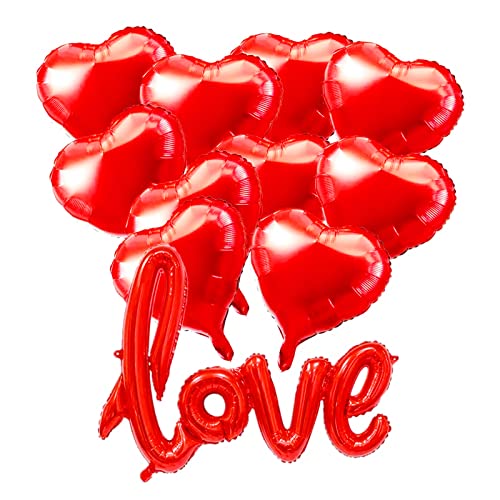 Soochat Red Heart Balloons And Love Balloons Kit For Valentine's Day Wedding Birthday Party Decorations (10+1) #TOP2