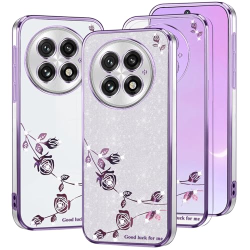Coque OnePlus 13 violette paillettes stylée pour le quotidien des femmes