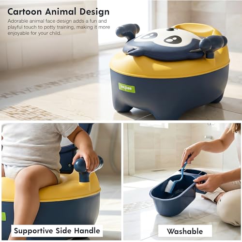 Image of Baybee Monkey Baby Potty Seat for Kids 2 to 5 Years with Back Support | Foldable Toilet Seat with Removable Drawer & Cleaning Brush | Premium Potty Training seat | Kids Toilet Chair Boys Girls (Blue)