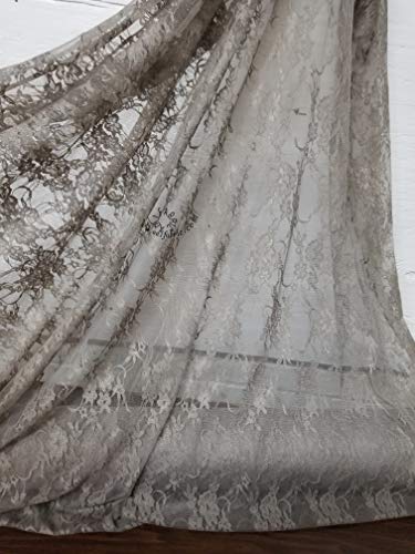 Premium Giselle Stretch Floral Lace Fabric in Elegant Silver and Mocha - 58" Wide, Sold by the Yard for Creative Projects 3 Premium Giselle Stretch Floral Lace Fabric in Elegant Silver and Mocha - 58" Wide, Sold by the Yard for Creative Projects - Image 2