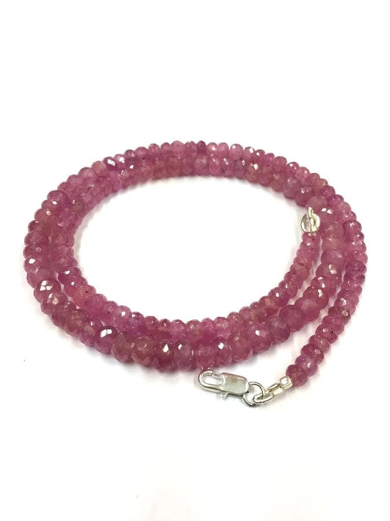 Saphir rose naturel perles rondes facettées 6-7mm de 45cm pour la création de collier